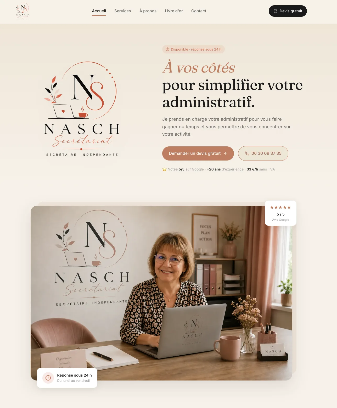 Nasch Secrétariat - Refonte d'un site fidèle depuis 2012
